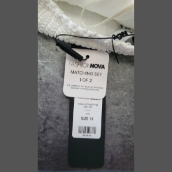 Fashion Nova Always Wining Fringe Pant Set - Size: 1X, Color: Ivory - Picture 7 of 12